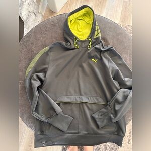 Gray Puma Hoodie with Neon Accents